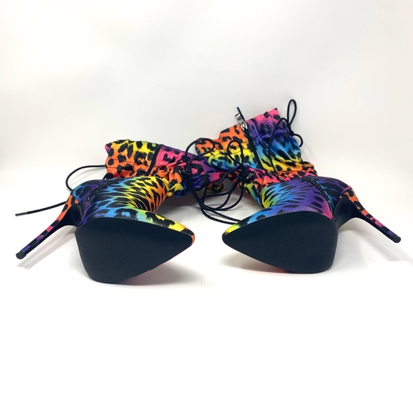 SOPHITINA Thigh High Rainbow Boots Stretchy Pointed Toe High Heels Boots Size 36 - Picture 5 of 9